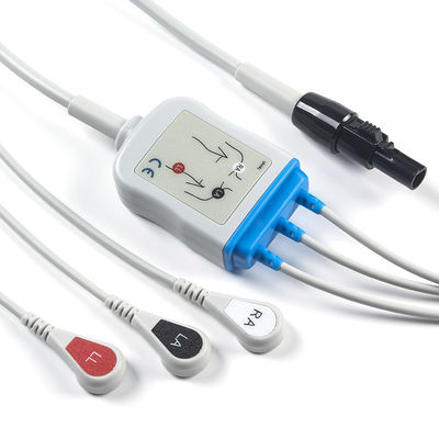 Kontron ECG केबल और लीडवायर 125 128 VSM510 3 लीड AHA स्नैप 7 पिन कनेक्टर ECG केबल