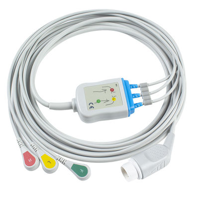 P-Hilips एडल्ट ECG केबल और लीडवायर 8pin 3 लीड स्नैप ECG केबल