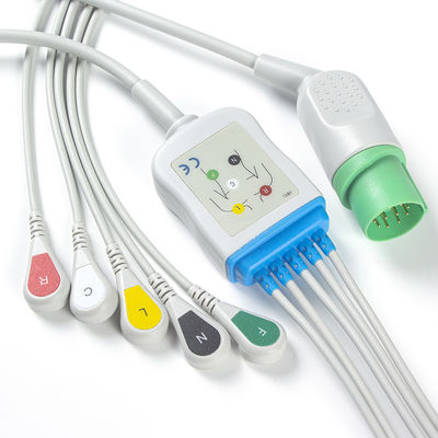 Nihon Kohden TEC-7631C ECG केबल और लीडवायर 11pin कनेक्टर ECG केबल 5 लीड IEC स्नैप