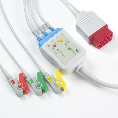 Bionet New BM3 BM5 ECG केबल और लीडवायर 12 पिन कनेक्टर ECG केबल 3 लीड IEC ग्रैबर क्लिप