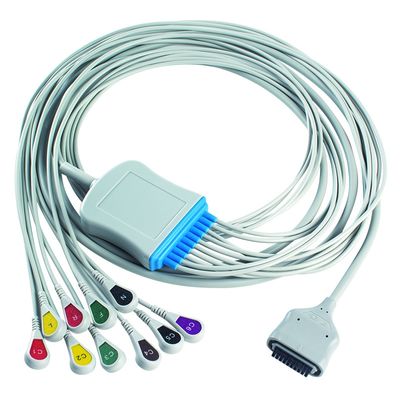 EDAN Dx12 10लीड ईसीजी होल्टर केबल स्नैप 2.2M ट्रंक केबल और लीडवायर लंबाई 0.8/1.2M