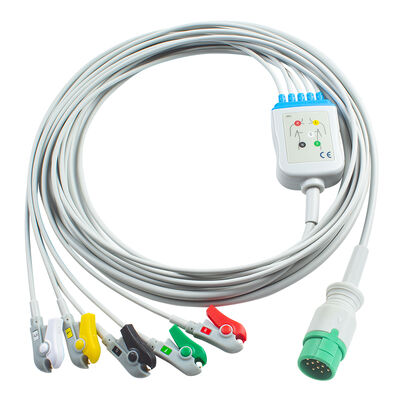 Emtel Fx2000 ECG Cables and Leadwires 12pin Connector ECG Cable 3 5 Lead IEC AHA Snap Grabber Clip