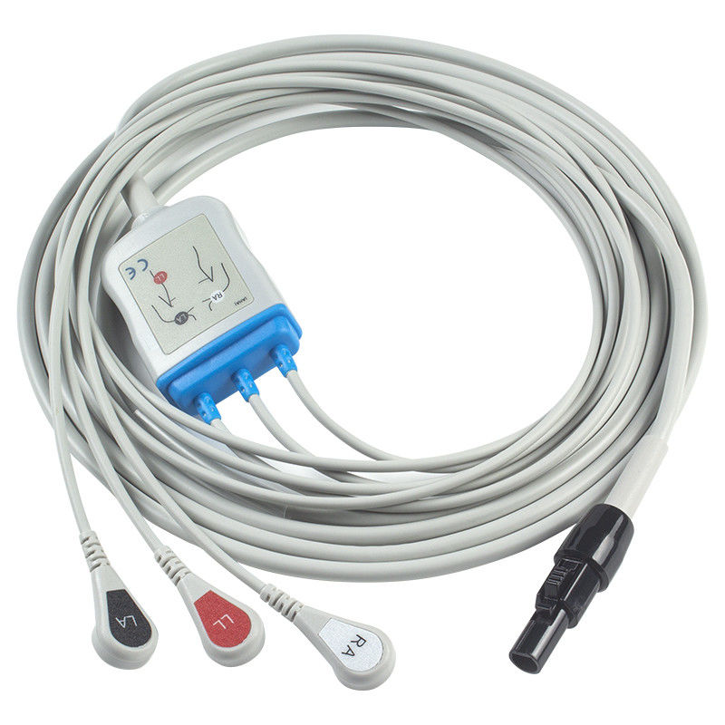 Kontron ECG केबल और लीडवायर 125 128 VSM510 3 लीड AHA स्नैप 7 पिन कनेक्टर ECG केबल