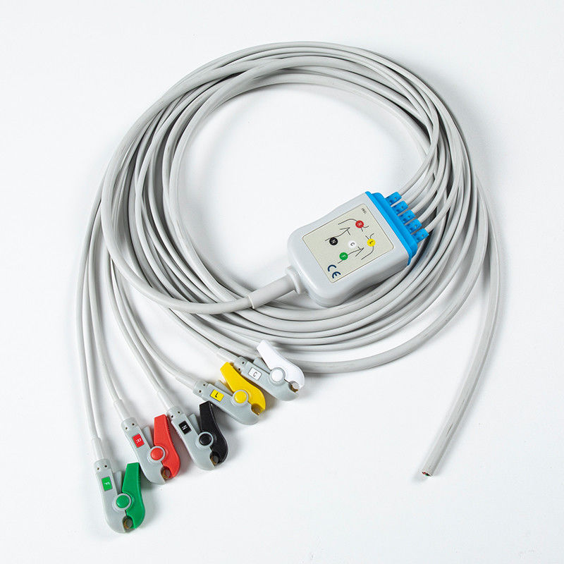 कनेक्टर के बिना अर्ध-तैयार ईसीजी केबल 5लीड ईसीजी Grabber IEC 2.5m 5.0 व्यास