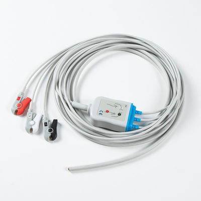 अर्ध-तैयार 3Lead AHA Grabber ECG Leadwires बिना कनेक्टर के